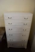 SIX DRAWER OVERPAINTED WHITE CHEST, 138CM HIGH