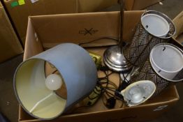 BOX CONTAINING TABLE LAMPS ETC