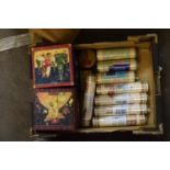 BOX OF SMALL BORDER STRIPS OF WALLPAPER, SOME BY BERKELEY HOUSE, TOGETHER WITH TWO TRINKET BOXES