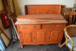 20TH CENTURY STAINED PINE COUNTRY STYLE DRESSER UNIT, 130CM WIDE