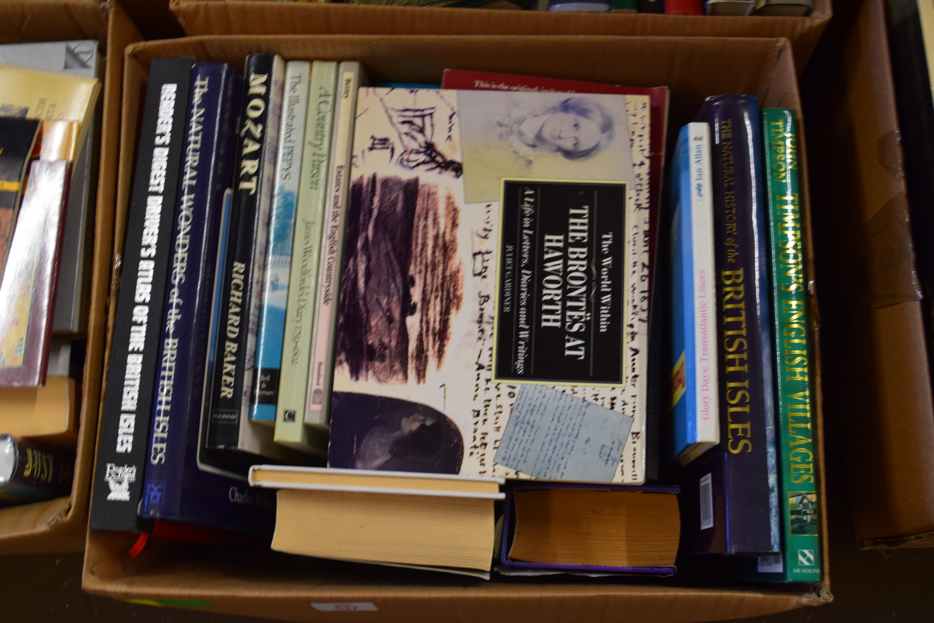 BOX OF MIXED BOOKS TO INCLUDE THE NATURAL WONDERS OF THE BRITISH ISLES, A COUNTRY PARSON, MOZART