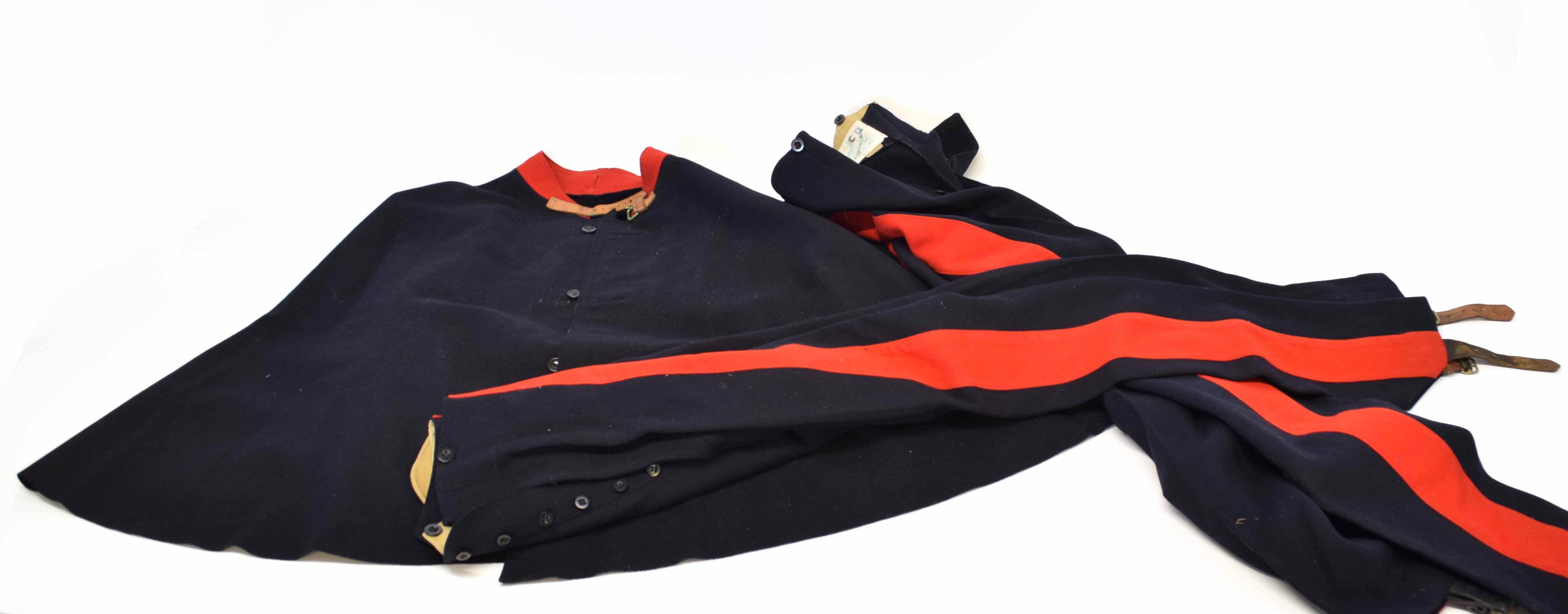 1938 dated mint Royal Horse Guards winter three-button cloak, navy blue with red collar attached,