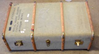 20th century travel trunk with "Sterndale, Royal Horse Guards, Cavalry Barracks, Windsor, Berks"