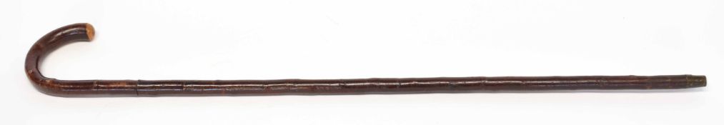 Late Victorian/early 20th century antique briar wood swordstick, blade length 37cm, overall length