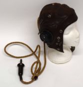 WWII vintage leather flying helmet, ref no 10A/13466