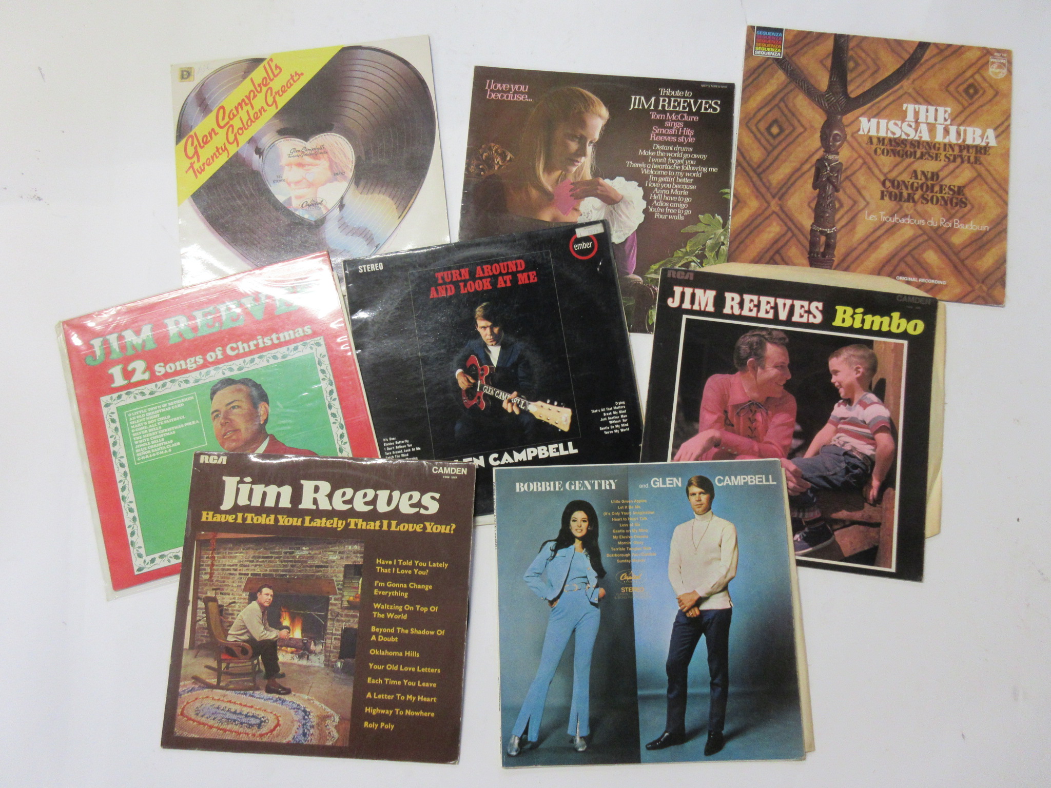 797a: 8 LPs including GLEN CAMPBELL (3), JIM REEVES (3), CONGOLESE FOLK SONGS - Image 2 of 2