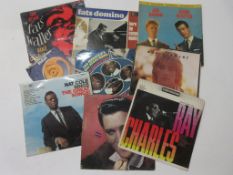 799d: 9 assorted LPS including ELVIS 7": THE WONDER OF YOU + NAT KING COLE, RAY CHARLES, ROD