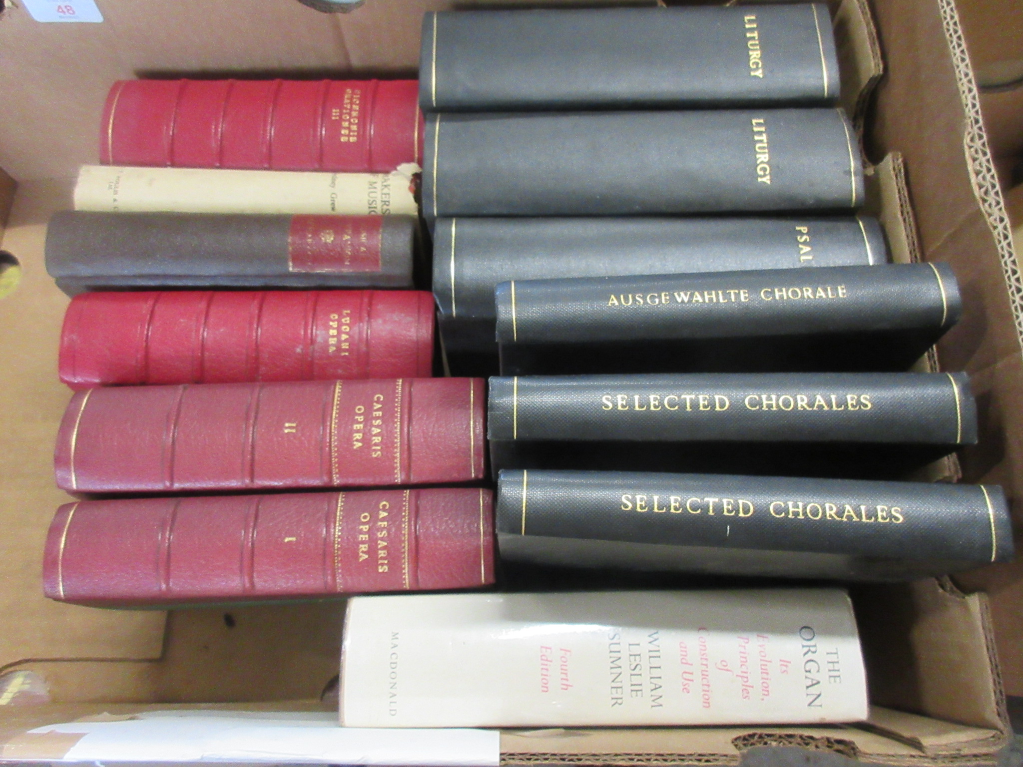 18: Box of music interest including CAESARIS OPERA 2 vols + K D SCHOLL: SELECTED CHORALES FROM THE - Image 2 of 2