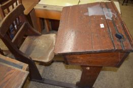 EARLY TO MID-20TH CENTURY SCHOOL DESK WITH INTEGRAL CHAIR, LIFT TOP, WIDTH APPROX 56CM