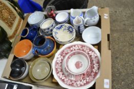 TRAY OF MAINLY CERAMIC ITEMS, SOME BY ADAMS ETC