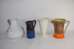 CERAMIC JUGS INCLUDING ONE BY MYOTT & SON, ONE BY DENBY WITH BLUE GLAZED DESIGN