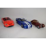 THREE MODEL CARS, ONE OF A MUSTANG BY MISTO, ONE OF A DODGE VIPER BY MISTO