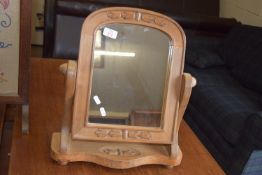 SMALL MODERN CARVED SWING MIRROR, WIDTH APPROX 41CM