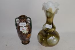 TWO SMALL VASES, ONE GLASS VASE WITH FLORAL DESIGN