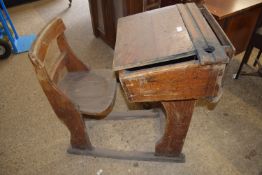 EARLY TO MID-20TH CENTURY SCHOOL DESK WITH INTEGRAL CHAIR, LIFT TOP, WIDTH APPROX 56CM