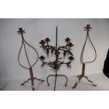 TWO METAL CANDELABRA