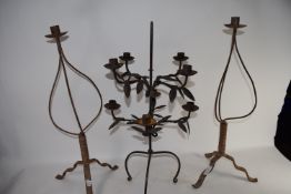 TWO METAL CANDELABRA