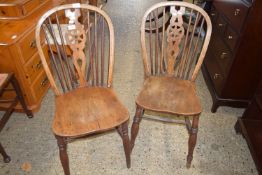 PAIR OF WHEEL BACK CHAIRS, HEIGHT APPROX 90CM