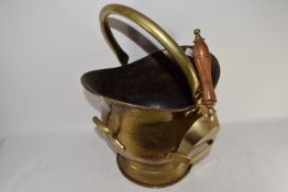 LARGE BRASS SCUTTLE WITH SMALL SHOVEL