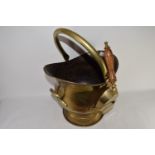 LARGE BRASS SCUTTLE WITH SMALL SHOVEL