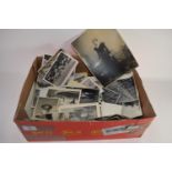 BOX CONTAINING VINTAGE PHOTOGRAPHS, EARLY 20TH CENTURY, SOME TOPOGRAPHICAL AND A FEW MILITARY