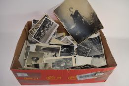 BOX CONTAINING VINTAGE PHOTOGRAPHS, EARLY 20TH CENTURY, SOME TOPOGRAPHICAL AND A FEW MILITARY