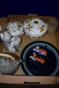 TRAY CONTAINING CERAMIC ITEMS INCLUDING TUREENS IN THE ROYAL WORCESTER EVESHAM PATTERN