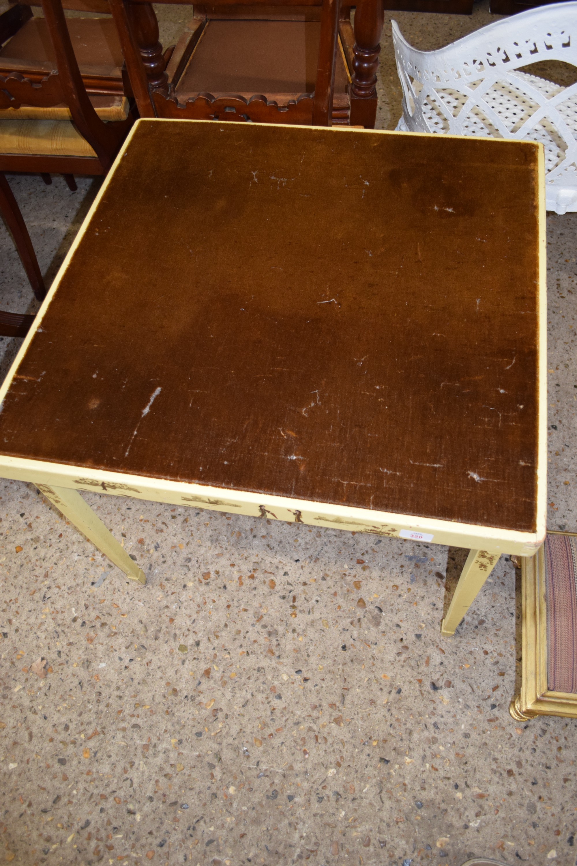 EARLY TO MID-20TH CENTURY FOLDING CARD TABLE WITH PAINTED DECORATION, APPROX 71CM SQUARE - Image 2 of 2