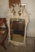 ORNATELY DECORATED CARVED MIRROR, MAX WIDTH APPROX 64CM