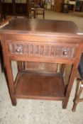SMALL STAINED WOOD SIDE CABINET WITH DRAWER BENEATH, APPROX WIDTH 58CM