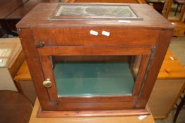GLAZED STAINED WOOD INSTRUMENT CASE OR DISPLAY CASE, WIDTH 56CM MAX