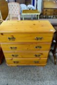 MODERN VARNISHED PINE CHEST OF FOUR DRAWERS, WIDTH APPROX 86CM