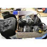 BOX CONTAINING CAMERA EQUIPMENT, NIKON LENS ETC