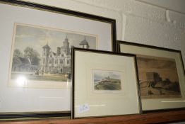 PRINTS IN BLACK AND GILT FRAMES INCLUDING A VIEW OF THE CASTLE AND CITY OF NORWICH FROM AN ENGRAVING