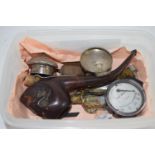 BOX CONTAINING VARIOUS GAUGES, PIPE ETC