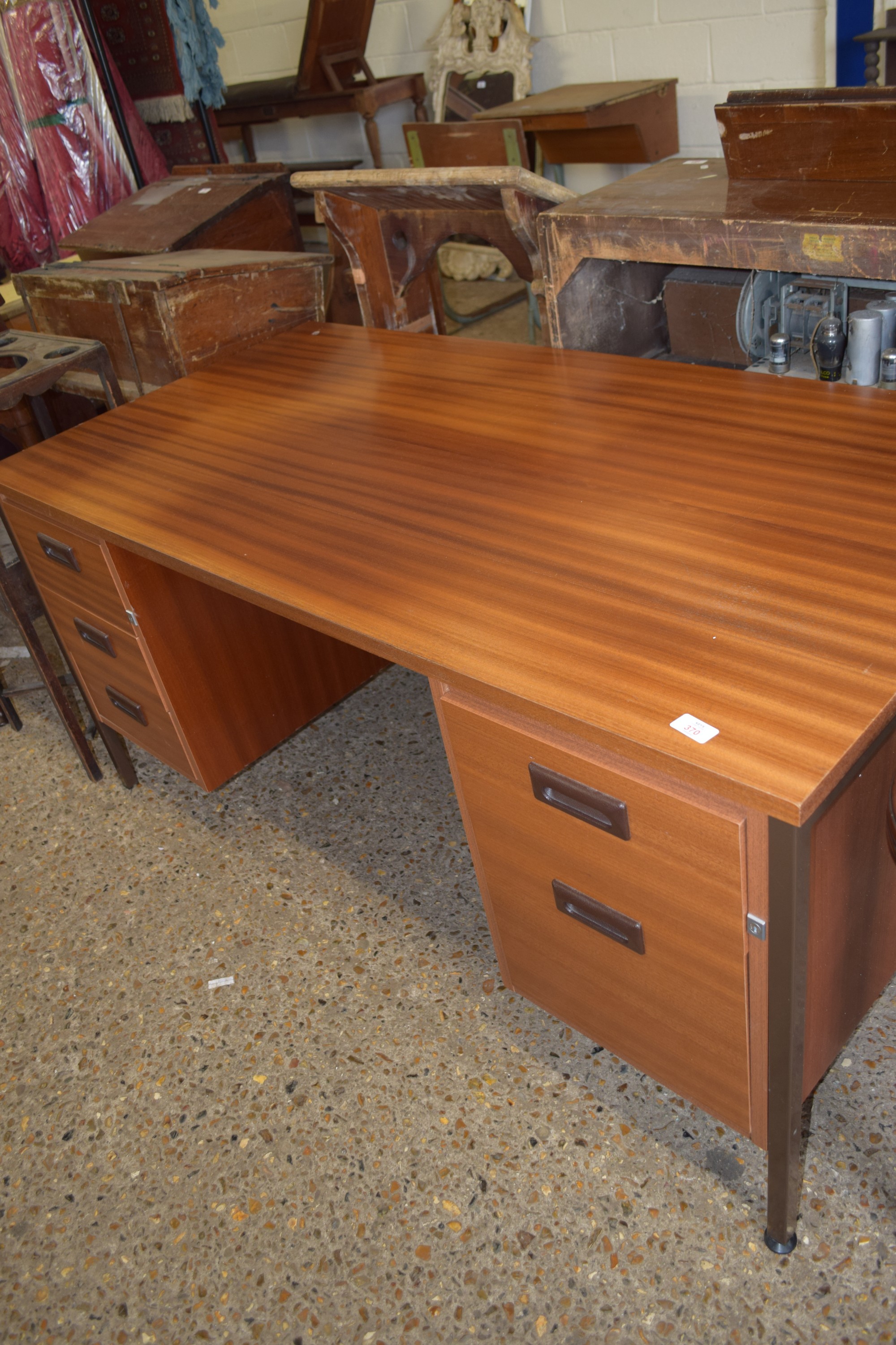 TEAK EFFECT TWIN PEDESTAL OFFICE DESK, WIDTH APPROX 150CM - Image 2 of 2