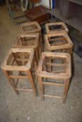 SIX 1970S WOODEN STOOL FRAMES, HEIGHT APPROX 65CM EACH