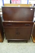 1960S DARK WOOD DROP FRONT COCKTAIL CABINET, WIDTH APPROX 76CM