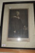 VICTORIAN PRINT IN BLACK WOODEN FRAME