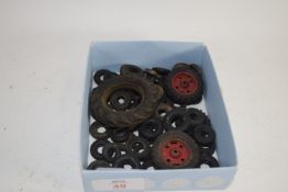 SMALL BOX CONTAINING TRACTOR TYRES FOR TOY TRACTORS