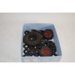 SMALL BOX CONTAINING TRACTOR TYRES FOR TOY TRACTORS