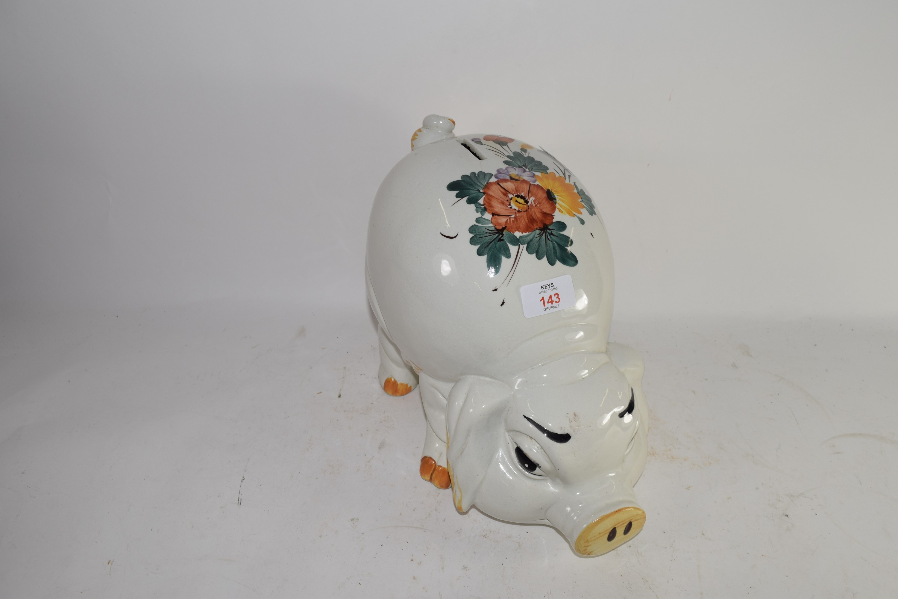 LARGE POTTERY PIG MONEY BOX