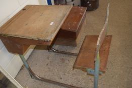 VINTAGE METAL FRAMED LIFT TOP SCHOOL DESK, WIDTH APPROX 56CM