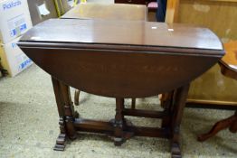 DARK WOOD GATE LEG TABLE, APPROX 92CM X 92CM (OVAL)