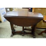 DARK WOOD GATE LEG TABLE, APPROX 92CM X 92CM (OVAL)