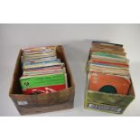 TWO BOXES OF RECORDS, 45RPM, MAINLY POP MUSIC