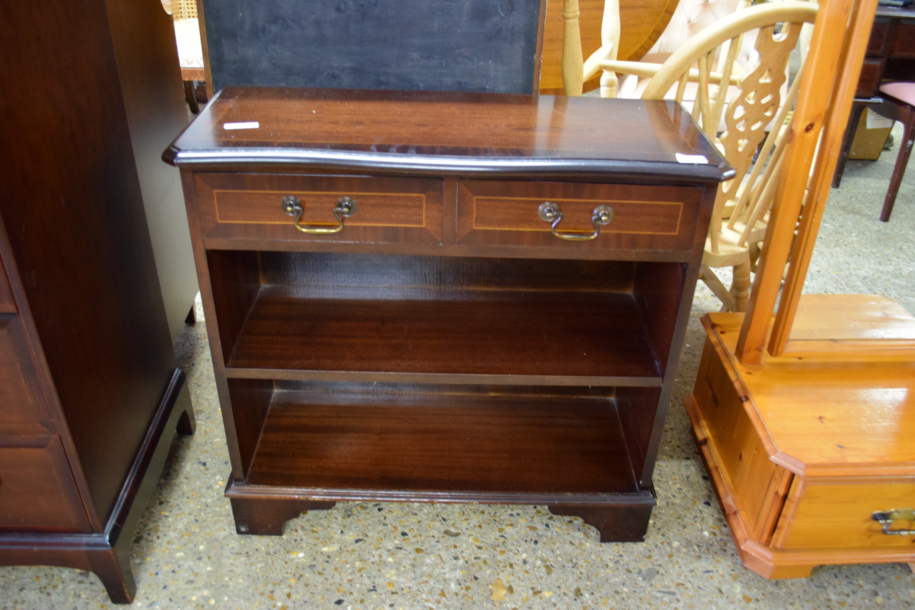SMALL DARK WOOD SHOE CABINET, REPRODUCTION, WIDTH APPROX 76CM