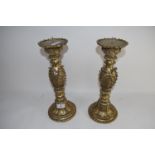 PAIR OF WOODEN CARVED CANDLESTICKS
