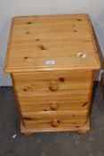 MODERN PINE THREE DRAWER BEDSIDE CABINET