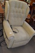 MODERN CREAM UPHOLSTERED ELECTRIC RECLINING ARMCHAIR